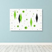 Retro Groene Diamanten & Starbursts Uitgerekt Canv Canvas Afdruk (Insitu (Houten vloer))