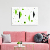 Retro Groene Diamanten & Starbursts Uitgerekt Canv Canvas Afdruk (Insitu (Woonkamer))