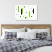 Retro Groene Diamanten & Starbursts Uitgerekt Canv Canvas Afdruk (Insitu (Slaapkamer))