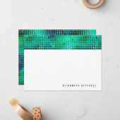 Retro Groene Disco Balspiegel | Monogram Notitiekaartje (Voorkant / Achterkant in situ)