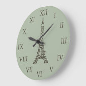 Retro groene Eiffeltoren Parijs wandklok (Hoek)