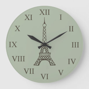 Retro groene Eiffeltoren Parijs wandklok