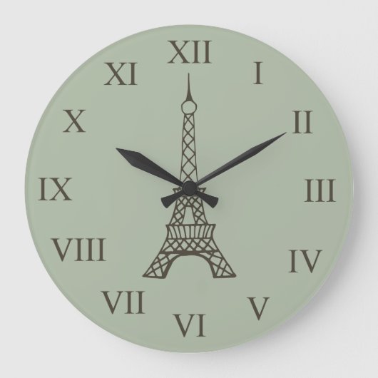 Retro groene Eiffeltoren Parijs wandklok (Voorkant)