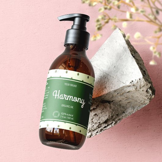 Retro Groene Elegante Cosmetica Flessenetiket Rechthoekige Sticker