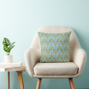 Retro groene en blauwe schattige folkloristische b kussen