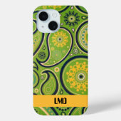 Retro groene en gele paisley ontwerp Case-Mate iPhone case (Achterkant)