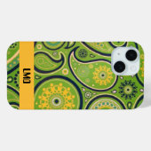 Retro groene en gele paisley ontwerp Case-Mate iPhone case (Achterkant (horizontaal))
