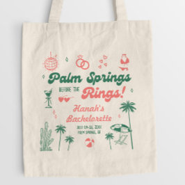 Retro groene en roze palm spring vrijgezellenfeest tote bag