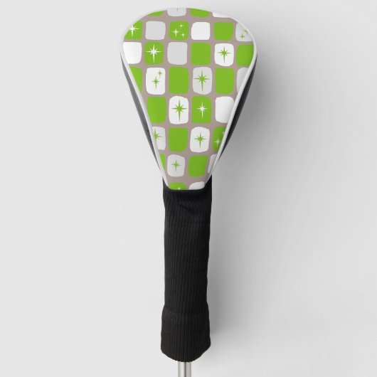 Retro Groene en Witte Hoesje van de Bestuurder Golfheadcover (Voorkant)