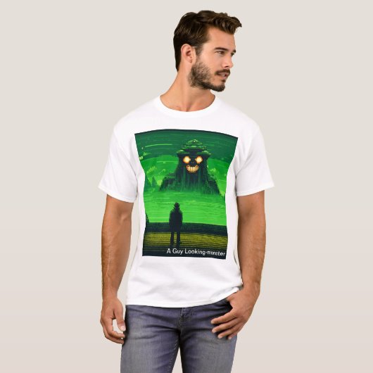Retro groene en zwarte pixel t-shirt (Voorkant volledig)