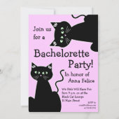 Retro Groene Eyed Zwart Kat Bachelorette Party Kaart (Achterkant)