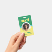 Retro groene gele ronde ID-fotopersoneel Badge (Handheld)