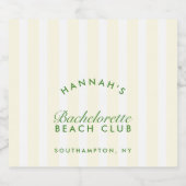 Retro Groene & Gele Strepen Bachelorette Sparkling Wijnetiket (Enkel label)