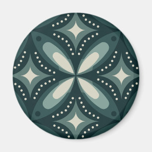 Retro groene geometrische patroon magneet