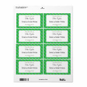 Retro groene geruite bewerkbare inmaak- of voedsel etiket (Full Sheet)