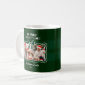Retro groene geruite fantasievolle Kerstmis Koffiemok (Voorkant links)