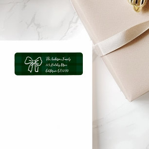 Retro groene geruite kerst whimsie  etiket
