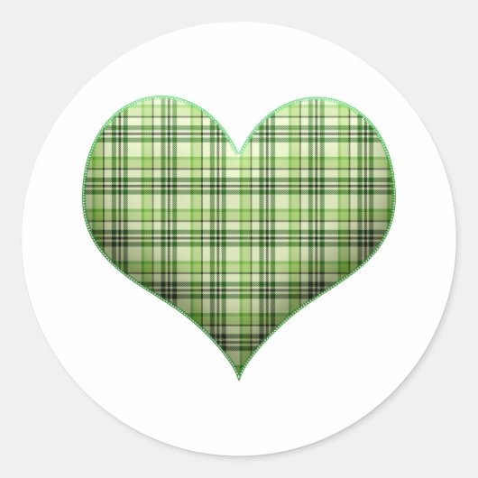 Retro groene geruite pluizige hart St Patrick  Ronde Sticker (Voorkant)