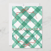 Retro groene gingham feestdagenkaart (Achterkant)