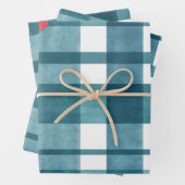 Retro groene gingham inpakpapier vel (In situ)