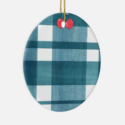 Retro groene gingham keramisch ornament (Rechts)