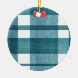 Retro groene gingham keramisch ornament