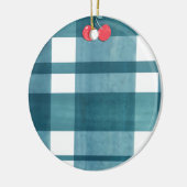 Retro groene gingham keramisch ornament (Links)