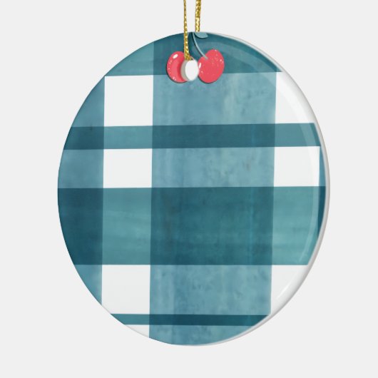 Retro groene gingham keramisch ornament (Links)