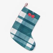 Retro groene gingham kleine kerstsok (Voorkant (Hangend))