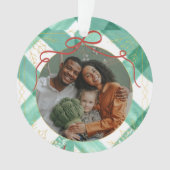 Retro groene gingham ornament (voorkant)