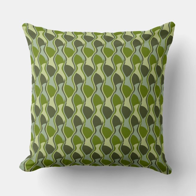 Retro groene golfpatroon kussen (Voorkant)