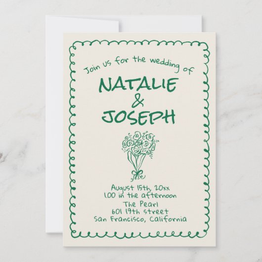 Retro groene hand getekend eigenzinnig alles in éé kaart (Voorkant)