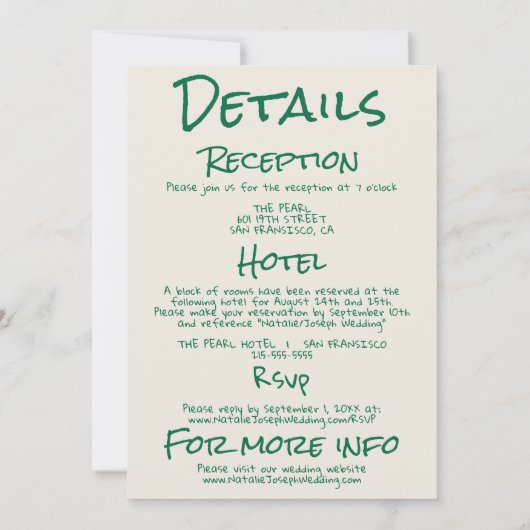 Retro groene hand getekend eigenzinnig alles in éé kaart (Achterkant)