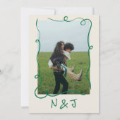 Retro Groene Hand Getrokken Eigenzinnige Bloemfoto Kaart (Achterkant)