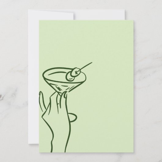 Retro Groene Hand Getrokken Martini 30ste Verjaard Kaart (Achterkant)
