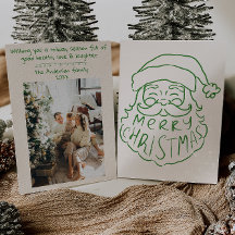 Retro Groene Hand Getrokken Sinterklaas Vrolijk Ke