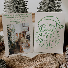 Retro Groene Hand Getrokken Sinterklaas Vrolijk Ke Feestdagenkaart