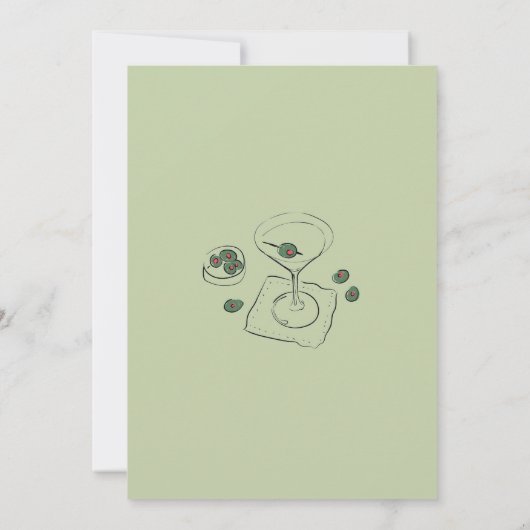 Retro Groene Hand Getrokken Vuile Martini Verjaard Kaart (Achterkant)