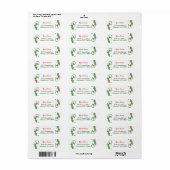Retro groene hulst en rode bessen Bewerkbaar adres Etiket (Full Sheet)