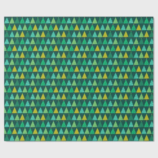 Retro Groene Kerstbomen Cadeaupapier (Vlak)