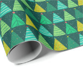 Retro Groene Kerstbomen Cadeaupapier (Rol Hoek)