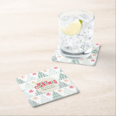 Retro Groene Kerstbomen Modern Abstract Uniek Kartonnen Onderzetters (Insitu)