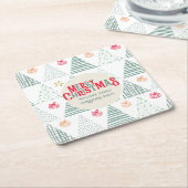 Retro Groene Kerstbomen Modern Abstract Uniek Kartonnen Onderzetters (Schuin)