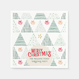 Retro Groene Kerstbomen Modern Abstract Uniek Servet