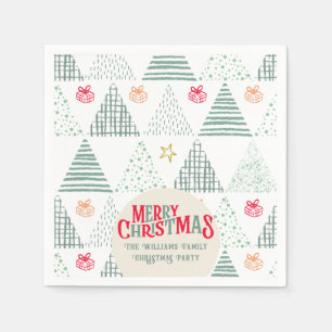 Retro Groene Kerstbomen Modern Abstract Uniek Servet