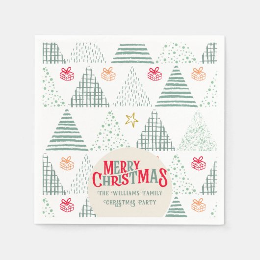 Retro Groene Kerstbomen Modern Abstract Uniek Servet (Voorkant)