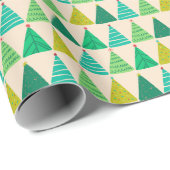 Retro Groene Kerstbomen op Cream Cadeaupapier (Rol Hoek)