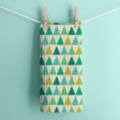 Retro Groene Kerstbomen op Cream Theedoek