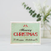 Retro Groene Kerstkaart Feestdagenkaart (Staand voorkant)