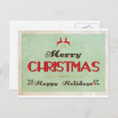 Retro Groene Kerstkaart Feestdagenkaart (Voorkant / Achterkant)